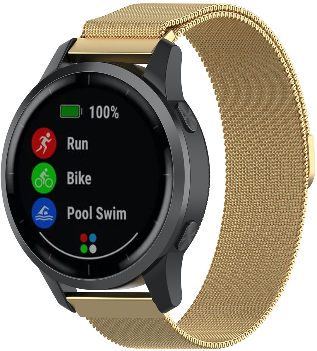 123watches Watch GT milanese band - goud - 22mm - Geschikt voor Huawei Watch GT / GT 2 46mm / GT 2E / GT 3 (PRO) / GT 4 46mm / GT 5 (Pro) 46mm / GT Active / GT Runner / GT Sport / Watch 3 (Pro) / Watch 4 (Pro) / Overige smartwatches met 22mm bandje
