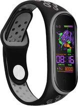 Siliconen Smartwatch bandje - Geschikt voor  Xiaomi Mi Band 5 sport bandje - zwart/grijs - Horlogeband / Polsband / Armband