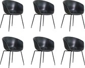 Bronx71® Industriële eetkamerstoel Sara zwart PU leer - Eetkamerstoelen set van 6