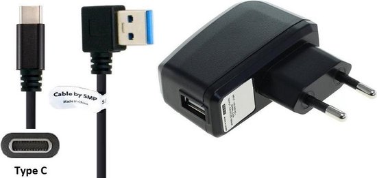 2,0A oplader adapter en 1,0 m USB C oplaadkabel. Stekker met oplaadsnoer.  Past ook op... | bol.com
