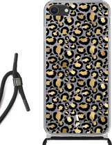 iPhone 8 hoesje met koord - Luipaardprint Goud