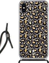 iPhone X hoesje met koord - Luipaardprint Goud