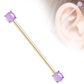 Industrial piercing Amethyst steen rose gold plated
