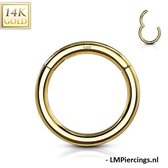 Piercing 14kt ring high quality goud 1.2 x 8 mm