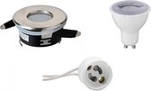 LED Spot Set - Igia - GU10 Fitting - Waterdicht IP65 - Dimbaar - Inbouw Rond - Mat Chroom - 6W - Natuurlijk Wit 4200K - Ø82mm