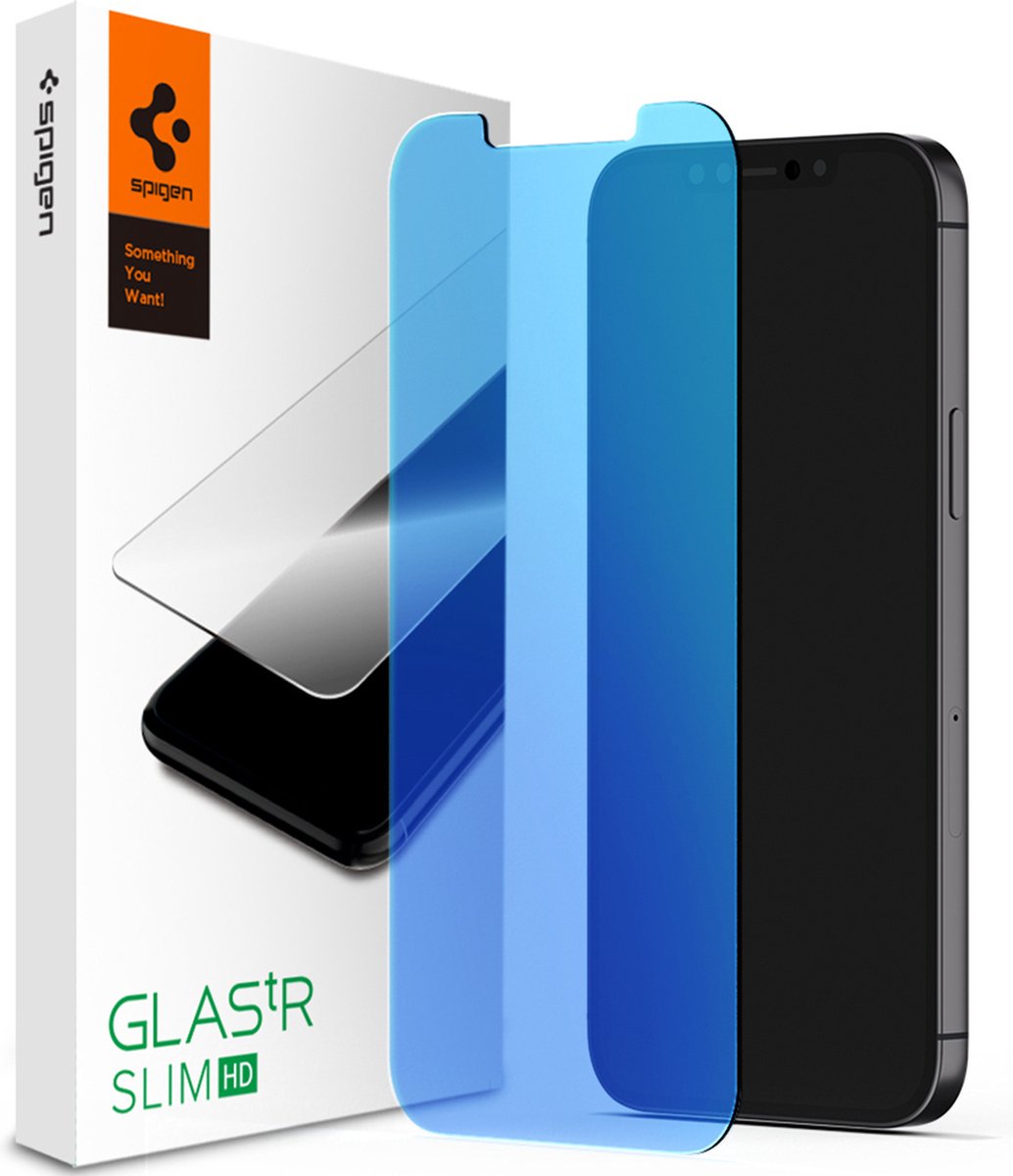 Spigen Glassprotector Anti Blauwlicht geschikt voor iPhone 12 en 12 Pro - Bescherming