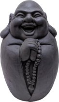 Boeddha beeld staand lachend – happy dikbuik boeddhabeeld donker grijs 46cm | Inspiring Minds