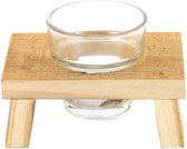 Non-branded Theelichthouder 12 Cm Hout/glas Naturel/transparant