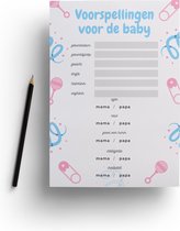 Cartes à remplir pour baby shower - Prédiction pour le bébé - 20 pièces format A5 - Simple face - Cadeau de baby shower