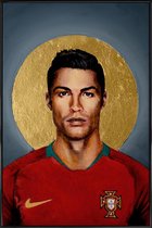 JUNIQE - Poster met kunststof lijst Football Icon - Cristiano Ronaldo