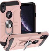 War-god Armor TPU + PC Schokbestendige magnetische beschermhoes met ringhouder voor iPhone XR (roségoud)