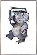 JUNIQE - Poster met kunststof lijst Koala illustratie -20x30 /Grijs