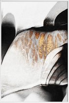 JUNIQE - Poster met kunststof lijst Black and Gold Veins -13x18 /Wit &