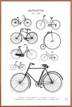 JUNIQE - Poster met kunststof lijst Bicyclettes -20x30 /Wit & Zwart