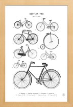 JUNIQE - Poster met houten lijst Bicyclettes -13x18 /Wit & Zwart