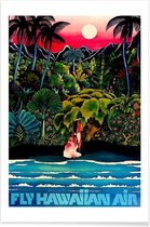 JUNIQE - Poster hawaii2 -13x18 /Blauw & Groen