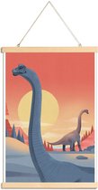 JUNIQE - Posterhanger Brachiosaurus -40x60 /Blauw & Oranje