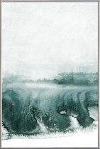 JUNIQE - Poster met kunststof lijst Rainy Day -40x60 /Grijs & Turkoois