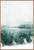 JUNIQE - Poster met kunststof lijst Rainy Day -13x18 /Grijs & Turkoois