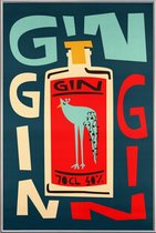 JUNIQE - Poster met kunststof lijst Gin Gin Gin -30x45 /Rood