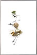 JUNIQE - Poster met kunststof lijst Champagne -13x18 /Grijs & Wit