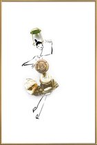 JUNIQE - Poster met kunststof lijst Champagne -30x45 /Grijs & Wit