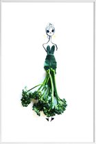 JUNIQE - Poster in kunststof lijst Broccoli - modeschets -30x45 /Groen