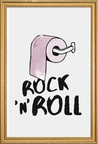 JUNIQE - Poster met houten lijst Rock 'n' Roll -13x18 /Roze & Wit