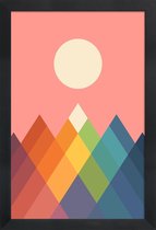 JUNIQE - Poster in houten lijst Rainbow Peak -20x30 /Kleurrijk