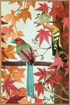 JUNIQE - Poster met kunststof lijst Birds Of Autumn -13x18 /Groen &