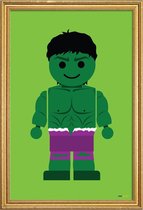 JUNIQE - Poster met houten lijst Hulk Toy -13x18 /Groen & Paars
