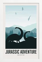 JUNIQE - Poster in houten lijst Jurassic Adventure I -30x45 /Blauw &
