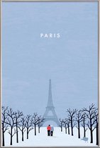 JUNIQE - Poster met kunststof lijst Parijs - retro -30x45 /Blauw