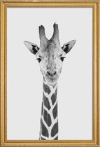 JUNIQE - Poster met houten lijst Giraffe Classic -30x45 /Wit & Zwart