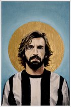 JUNIQE - Poster in kunststof lijst Football Icon - Andrea Pirlo -40x60