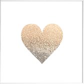 JUNIQE - Poster met kunststof lijst Gold Heart -20x20 /Geel & Wit