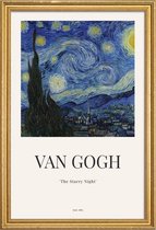 JUNIQE - Poster in houten lijst van Gogh - The Starry Night -20x30