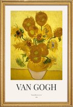 JUNIQE - Poster in houten lijst Van Gogh - Zonnebloemen (Tournesols,