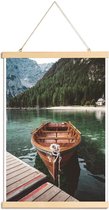 JUNIQE - Posterhanger Boot op meer in Dolomieten -40x60 /Blauw & Groen