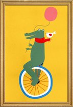 JUNIQE - Poster met houten lijst Unicycle Croc -13x18 /Kleurrijk