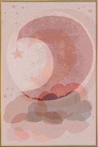 JUNIQE - Poster met kunststof lijst Gentle Moon -60x90 /Roze