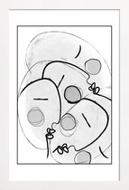 JUNIQE - Poster met houten lijst Together -13x18 /Wit & Zwart
