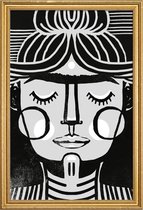JUNIQE - Poster met houten lijst Dreaming Frida -40x60 /Wit & Zwart