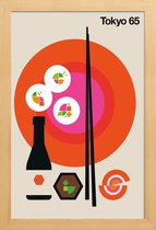 JUNIQE - Poster in houten lijst Vintage Tokio 65 -20x30 /Kleurrijk