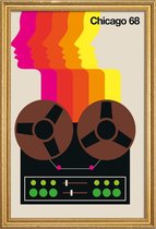 JUNIQE - Poster met houten lijst Vintage Chicago 68 -13x18 /Kleurrijk