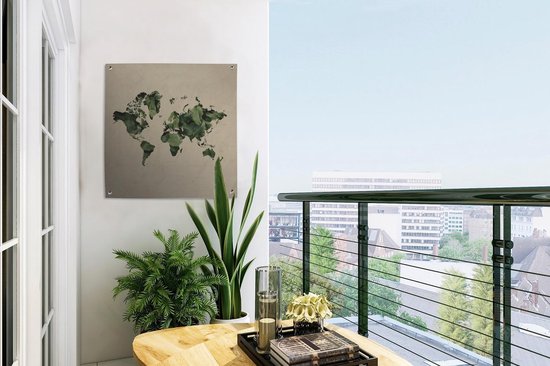 Posters de jardin Wereldkaart - Plantes - Motif - 50x50 cm - Toile de jardin - Affiche extérieure