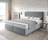 Bed Dream-Well Antraciet  160x200 cm Microvezel stof met matras en topper boxspring-bed