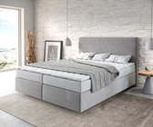 Bed Dream-Well Grijs 160x200 cm microvezel stof met matras en topper boxspring-bed
