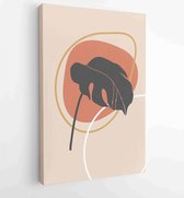 Botanical wall art vector set. Earth tone boho foliage line art drawing with abstract shape. 1 - Moderne schilderijen – Vertical – 1866300580 - 50*40 Vertical
