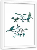 Foto in frame , Vogels op takjes , 80x120cm , Multikleur , Premium print